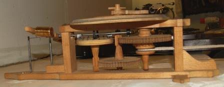 Wooden clock with verge escapement - side view